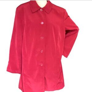 Lipstick Red Raincoat Trenchcoat Jacket Merona Plus Sz 1X #14M